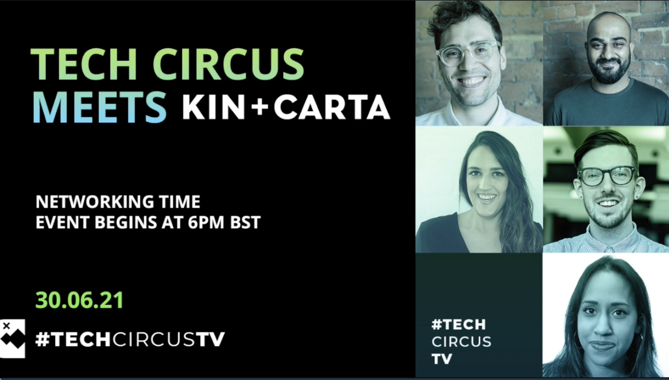 Tech Circus meets Kin+Carta networking event promotional graphic